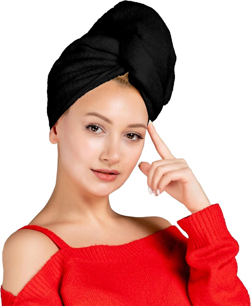 Siesta Zen Premium Quality 100% Combed Cotton Hair Drying Towel - Black - Image 1